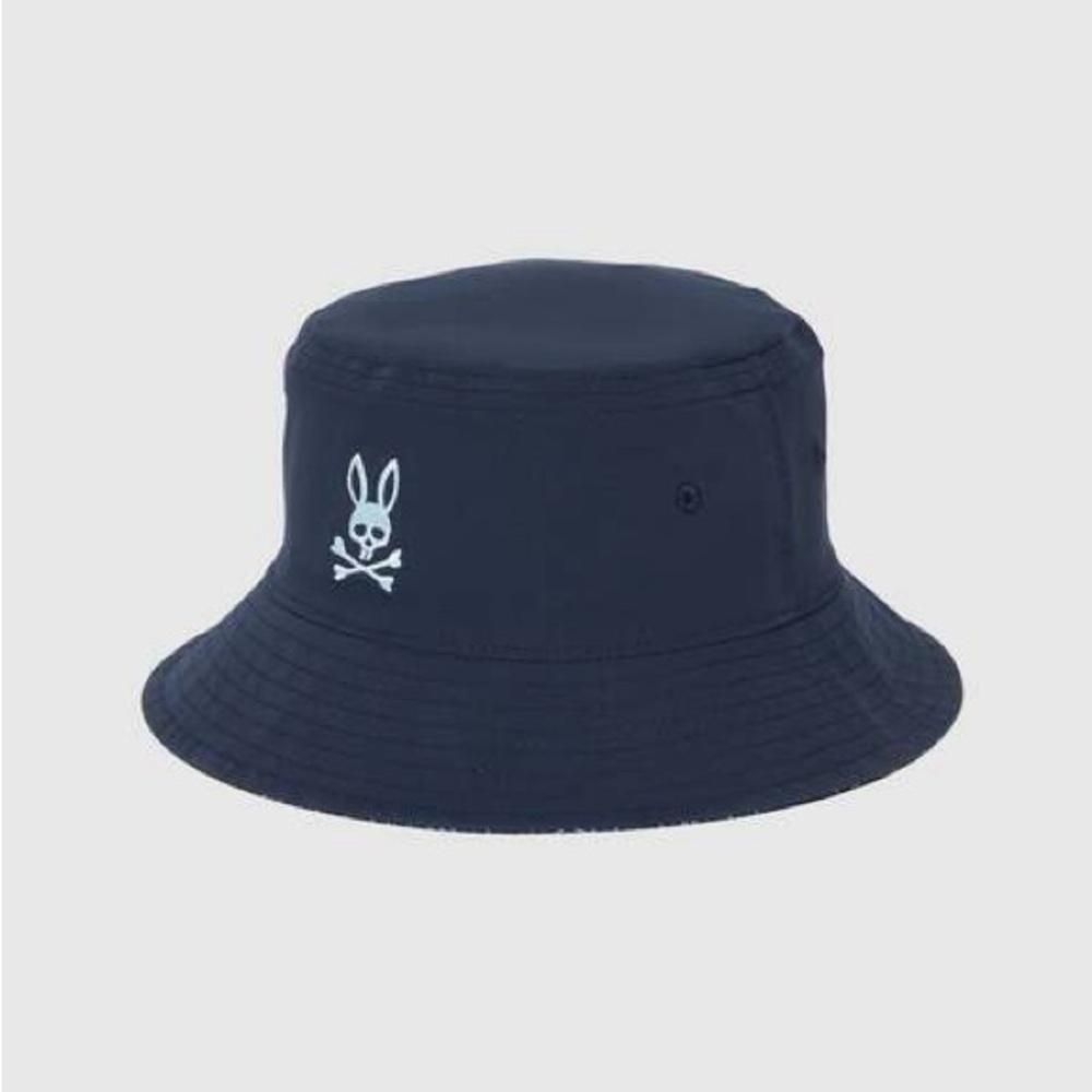 Psycho Bunny Kids Dayton Reversible Bucket Hat Navy O/S $70 Summer Vacation